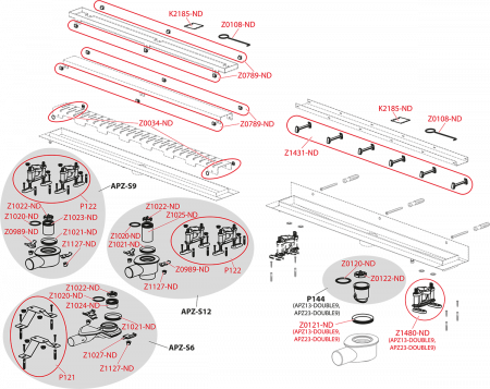 Душевой лоток Alcaplast Modular APZ13-DOUBLE9-750 с ножками и решеткой