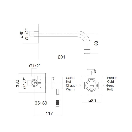 Смеситель для раковины Webert Rimini RI830605560, черный