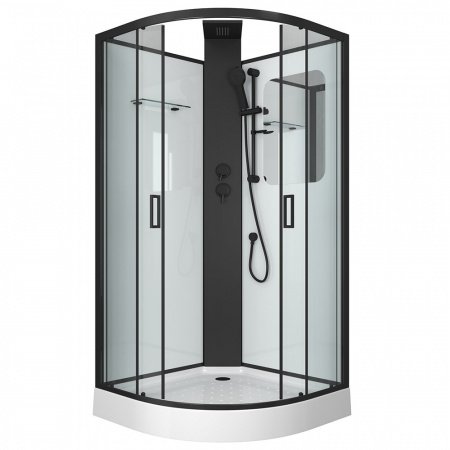 Душевая кабина Grossman GR250 100x100x205 профиль черный, стекло прозрачное