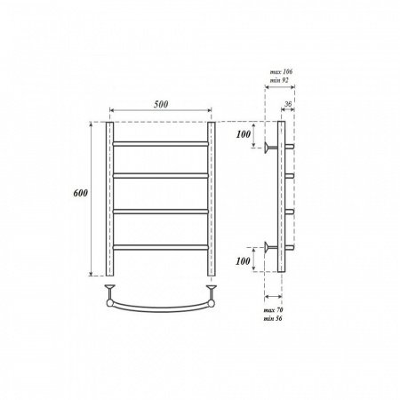 Полотенцесушитель водяной Point Афина PN04156 П4 500x600, хром