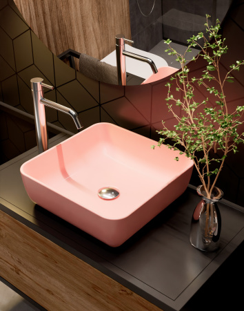 Раковина накладная 39см AQUAme AQM5011MP розовый матовый