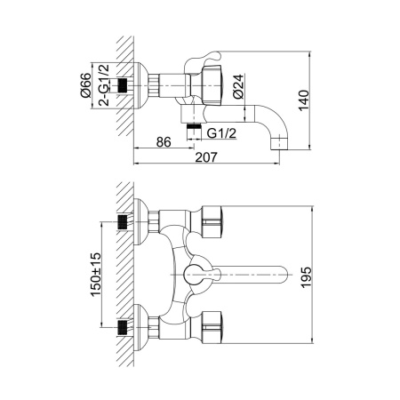 Смеситель для ванны D&K Hessen DA1413241, хром