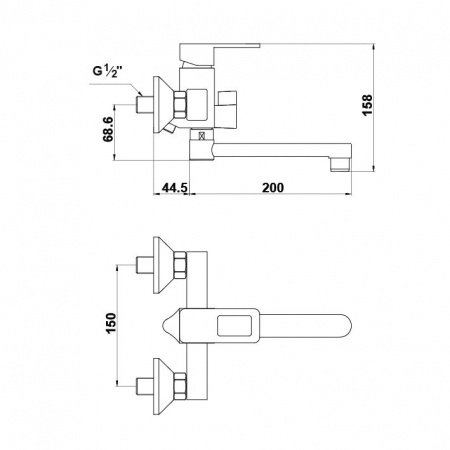 Смеситель для ванны с душем Timo Sahara 2204Y-CR chrome хром