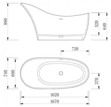 Ванна из искусственного камня NT Mont Blanc 167x74 NT302
