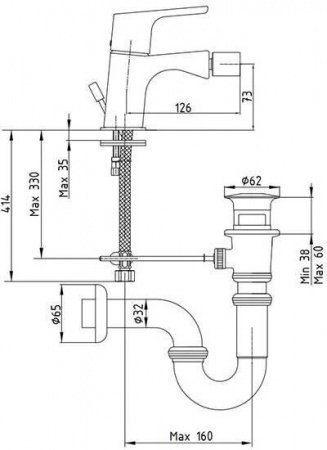 Смеситель для биде E.C.A Luna 102110192EX хром