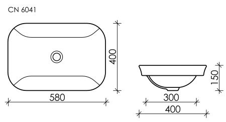 Раковина встраиваемая сверху 58см Ceramica Nova Element CN6041 белый