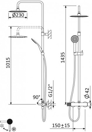 Душевая стойка Cezares LEAF-CDA-23-NOP черный матовый