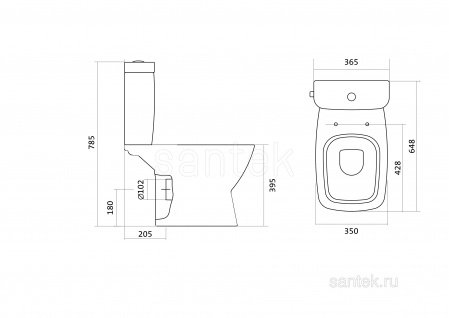 Унитаз-компакт Santek Нео с горизонтальным выпуском 1WH302187