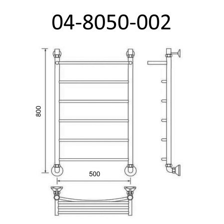 Полотенцесушитель водяной с полкой Маргроид Вид 4 80х50 хром