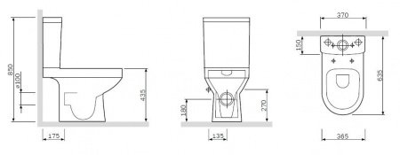 Унитаз компакт AM PM Spirit V2.0 C708600WH с бачком, без сиденья
