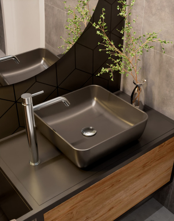 Раковина накладная 39см AQUAme AQM5011MB черный матовый