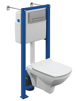 Комплект Cersanit CARINA XL CO DPL EO slim инсталляция VECTOR кнопка CORNER пластик хром глянцевый