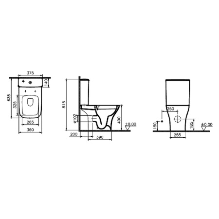 Унитаз-компакт Vitra Polar Open-Back 9843B003-7201 с бачком и сиденьем микролифт