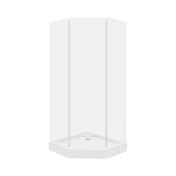 Душевой угол Parly 90x90x197 профиль белый, стекло прозрачное