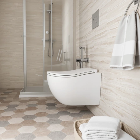 Унитаз подвесной D&K München DT1566516 белый, с сиденьем микролифт