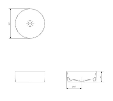 Раковина накладная 38см Cersanit Crea 38 Ring UM-CRE38/1-oc-R белый