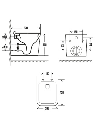 Унитаз подвесной безободковый AQUAme AQM2003 белый, с сиденьем микролифт