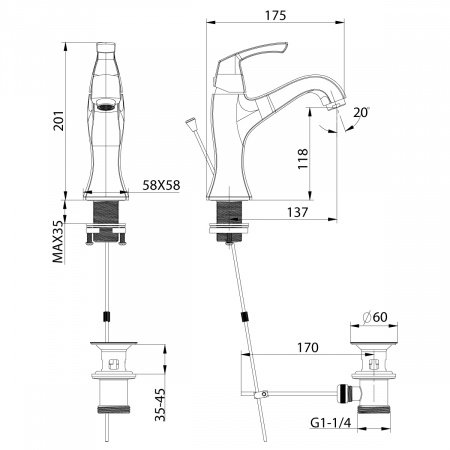 Смеситель для раковины Lemark Nubira LM6206ORB черная бронза