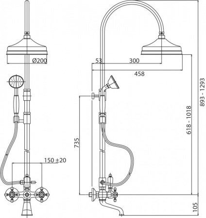 Душевая стойка Cezares LORD-CVD-30-01-Bi хром