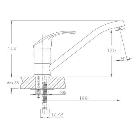 Смеситель для кухни Haiba HB4836, хром