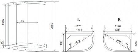 Душевая кабина Timo Eco TE-0702 R P 120x80x215 профиль белый, стекло рифленое