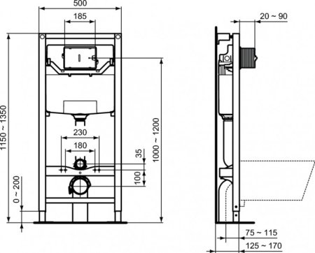 Инсталляция для подвесных унитазов Ideal Standard PROSYS R027767