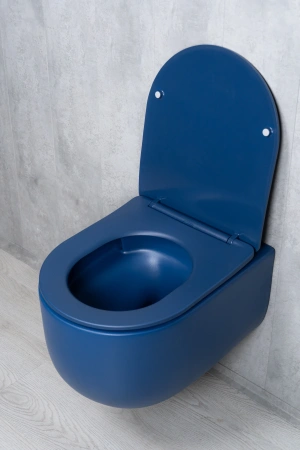 Унитаз подвесной безободковый GID Tr2133TF-BUM синий матовый, с сиденьем микролифт