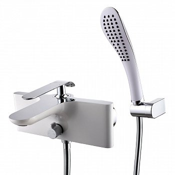 Смеситель для ванны с душем Lemark Melange LM4914CW хром/белый