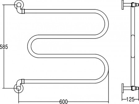 Полотенцесушитель водяной Margaroli Vento 400 585х600 хром