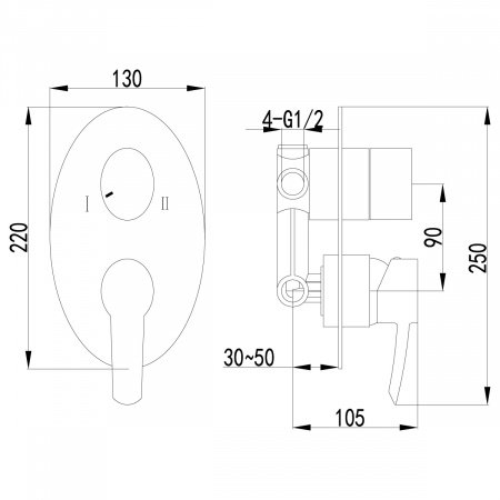 Смеситель для ванны с душем Lemark Atlantiss LM3227C хром