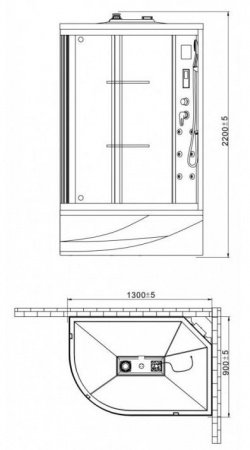 Душевая кабина Orans 86155AL 130x90x220 профиль белый, стекло прозрачное