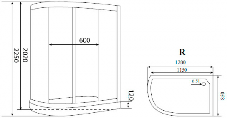 Душевая кабина Timo Comfort T-8802 R F P 120x85x220 профиль хром глянцевый, стекло матовое