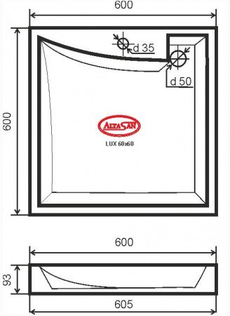 Раковина над стиральной машиной LUX 600х600 с кронштейнами и сливной системой Altasan