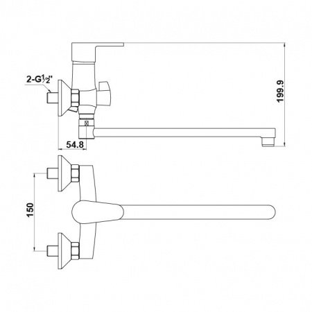 Смеситель для ванны с душем Timo Supra 1415YCR chrome хром
