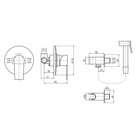 Гигиенический душ со смесителем Rav Slezak COLORADO CO142, хром