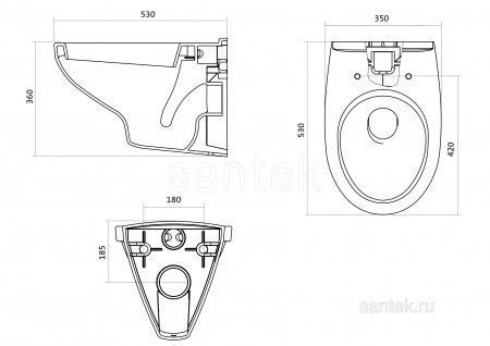 ПЭК Santek Бореаль Пэк 1WH501544 подвесная чаша + инсталляция + сиденье + панель хром
