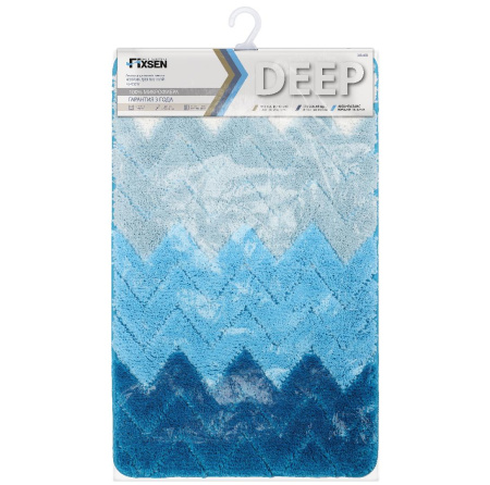 Коврик для ванной Fixsen Deep 1-ый, FX-5003С, голубой, 50х80 см.