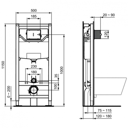 Промо-комплект 4 в 1 Ideal Standard с подвесным унитазом E047901 CONNECT AquaBlade® с сиденьем и крышкой E772401 CONNECT, встраиваемой инсталляцией R020467 PROSYS FRAME 120 M и механической панелью смыва R0108AA SOLEA M1