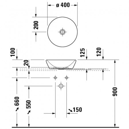 Раковина накладная 40см Duravit D-Neo 2371400070 белый