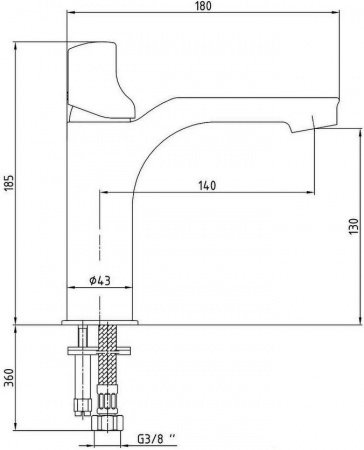 Смеситель для раковины E.C.A Myra 104508986EX черный/хром