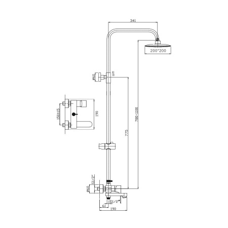 Душевая система Haiba HB24816, хром