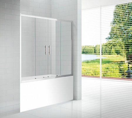 Шторка на ванну Cezares Eco VF-2 170x145 профиль Хром стекло прозрачное