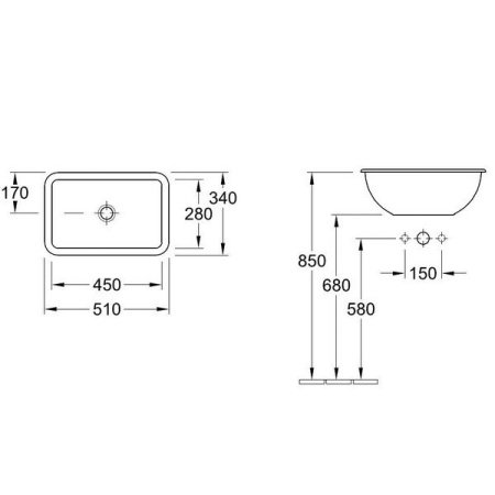 Раковина встраиваемая сверху Villeroy & Boch Loop & Friends 6145 1001 alpin
