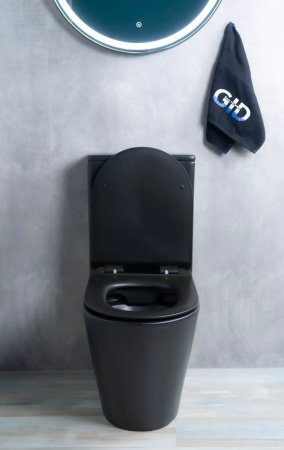 Унитаз напольный безободковый GID Tr2179BM с сиденьем микролифт, черный матовый