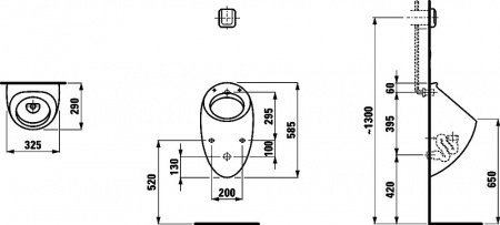 Писсуар подвесной Laufen Alessi 8.4097.5.400.000.1 белый, скрытый подвод воды