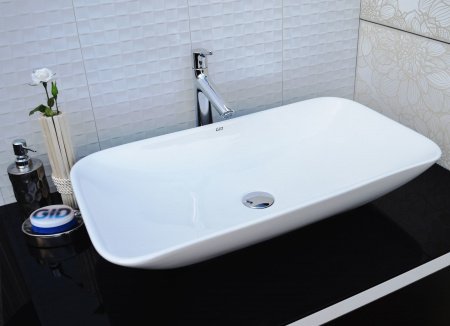 Раковина накладная 70см Gid N9122 белый