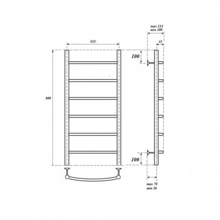 Полотенцесушитель электрический Point Афина PN04148E П6 400x800 левый/правый, хром