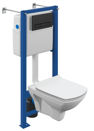 Комплект Cersanit CITY CO DPL EO slim инсталляция LINK PRO кнопка Blick пластик черный матовый