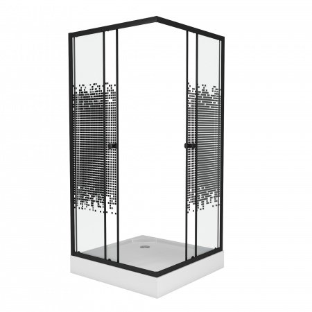 Душевой угол Niagara NG- 008-14Q BLACK 80x80x195 профиль черный, стекло с узором