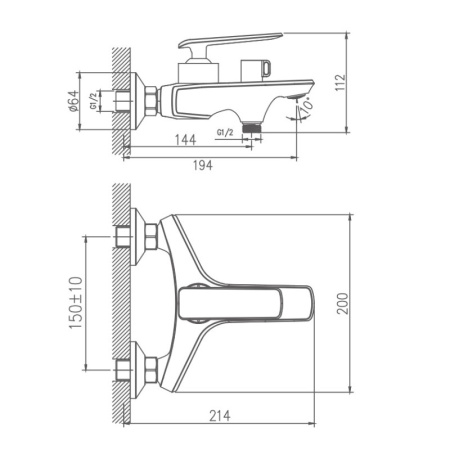 Смеситель для ванны Haiba HB60548-7, черный